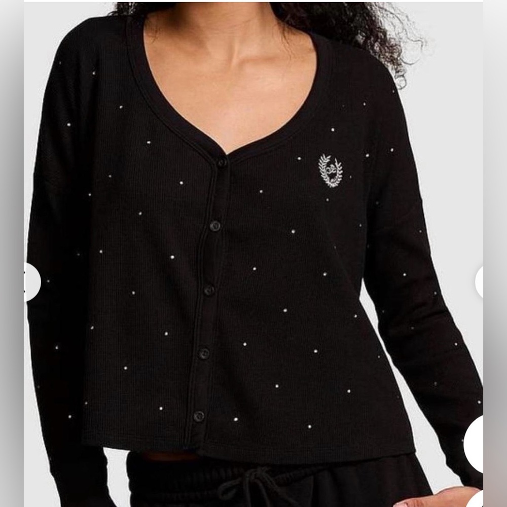 PINK/ Victoria’s Secret Black Cardigan with Stud accents Size Large